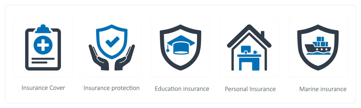 A set of 5 Insurance icons such as Insurance Cover, Insurance protection and Education insurance vector
