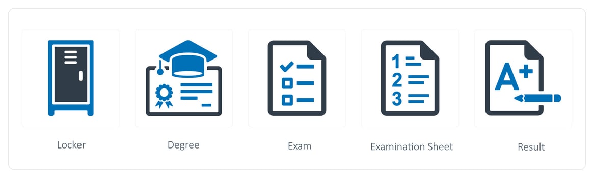 A set of 5 Education icons such as locker, degree and exam vector