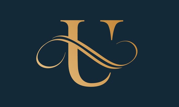 Luxury letter u logo template in gold color. Modern trendy initial luxury u letter logo design. Royal premium letter u logo design vector template.