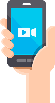 Hand playing mobile flat color png