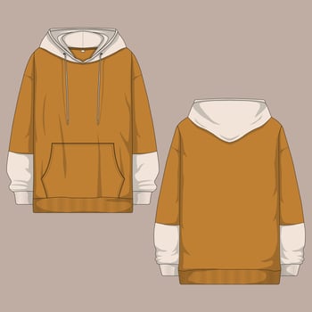 Long sleeve hoodie jacket vector illustration front and back view