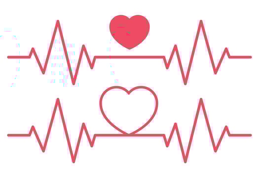 Two Ecg Heartbeat Lines With Hearts Above vector