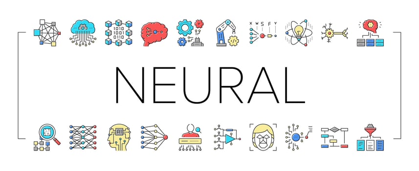 Neural Network And Ai Collection Icons Set Vector