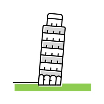 leaning tower of pisa color icon vector illustration