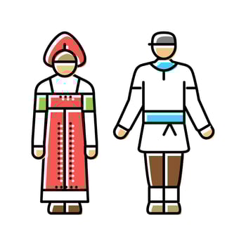 russian national clothes color icon vector illustration