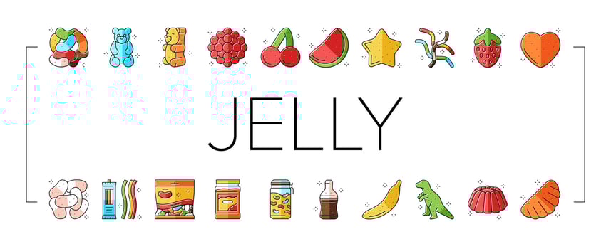 jelly candy gummy bear fruit gum icons set vector