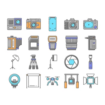 Photography Device Collection Icons Set Vector