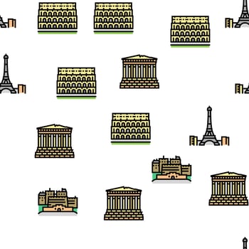 Europe Monument Construction vector seamless pattern