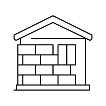 wall insulation outside mineral wool line icon vector illustration
