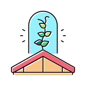 gardening on house roof color icon vector illustration