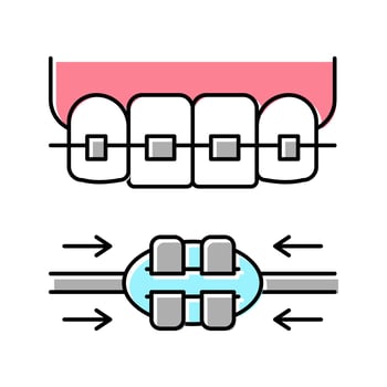 work process tooth braces color icon vector illustration