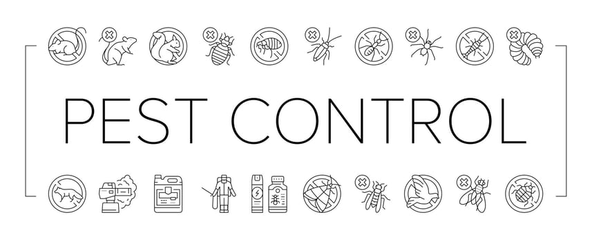 Pest Control Service Treatment Icons Set Vector