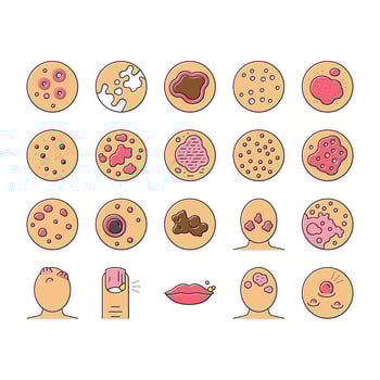 Skin Disease Symptom Collection Icons Set Vector