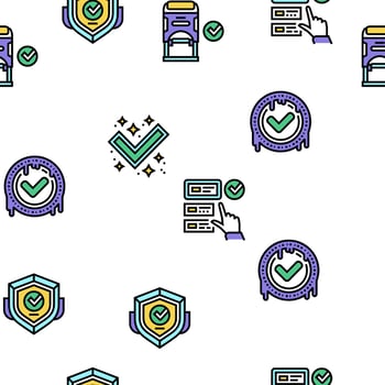 Quality Approve Mark And Medal vector seamless pattern