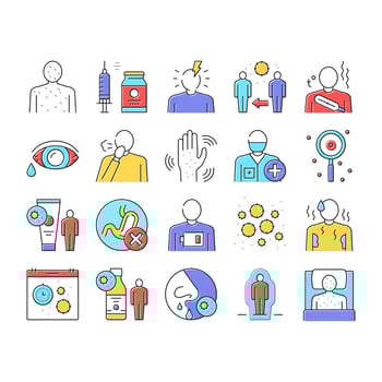 Chicken Pox Disease Collection Icons Set Vector