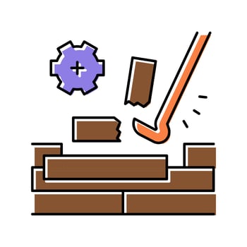 wood floor dismantling color icon vector illustration