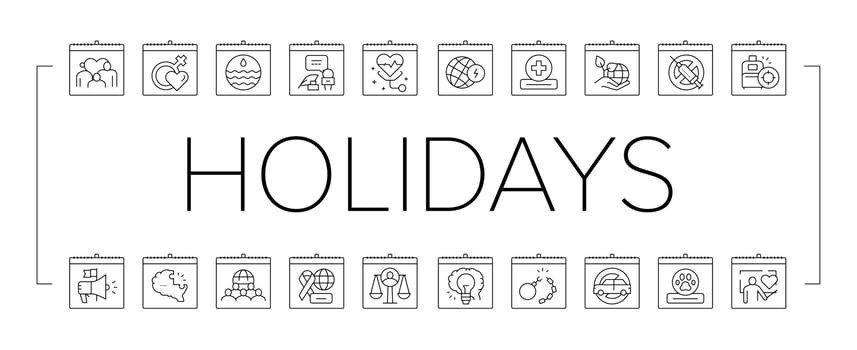 World Holidays Event Collection Icons Set Vector