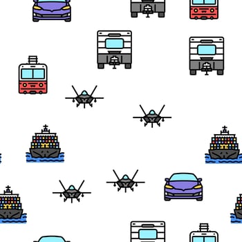 transport truck car vehicle ship vector seamless pattern