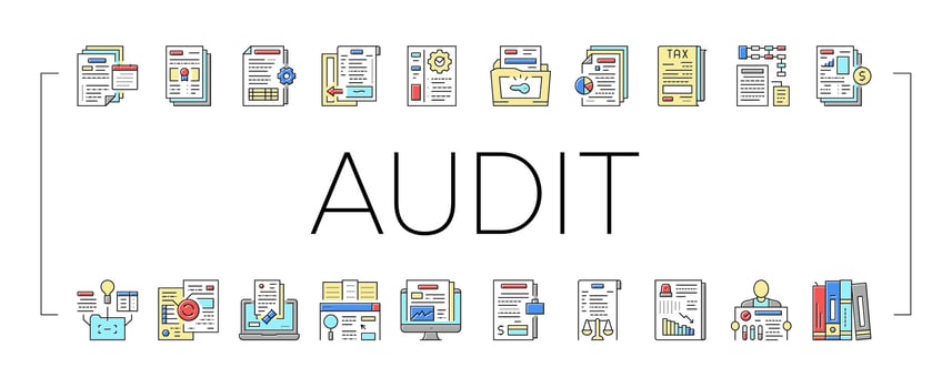 Business Finance Audit Collection Icons Set Vector