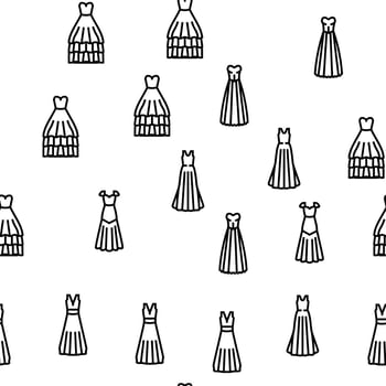 wedding dress bride woman vector seamless pattern