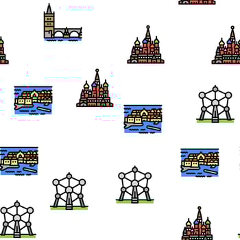 Europe Monument Construction vector seamless pattern