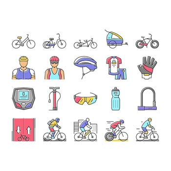 Bike Transport And Accessories Icons Set Vector