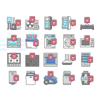 Appliances Repair Maintenance Icons Set Vector