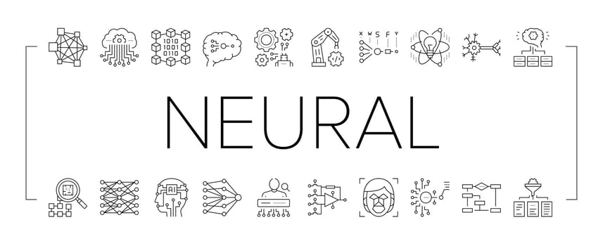 Neural Network And Ai Collection Icons Set Vector
