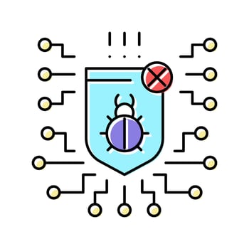 computer protection program anti-virus color icon vector illustration