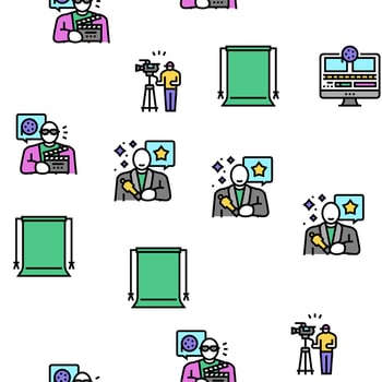video production film studio vector seamless pattern