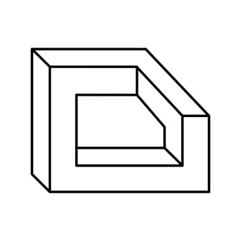 perspective impossible geometric shape line icon vector illustration