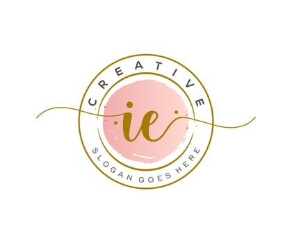 initial IE Feminine logo beauty monogram and elegant logo design, handwriting logo of initial signature, wedding, fashion, floral and botanical with creative template. vector
