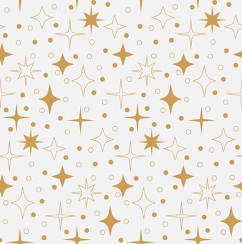 Esoteric Sky Seamless Pattern. Bohemian mystic stars in gold colors vector
