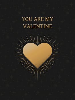 Minimalist Bohemian Valentines day greeting card in gold colors with You are my Valentine title vector