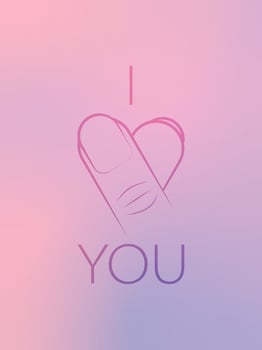 I love you. korean heart finger i love you sign vector line art illustration  i heart you gesture