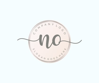 Initial NO feminine logo. Usable for Nature, Salon, Spa, Cosmetic and Beauty Logos. Flat Vector Logo Design Template Element.