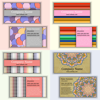 Set of vector vintage business card. Front page and back page.