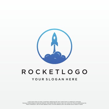 Creative and modern rocket design logo,starship launch template. vector