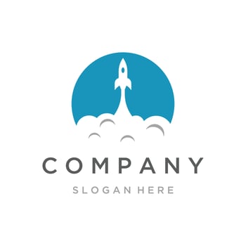 Creative and modern rocket design logo,starship launch template. vector