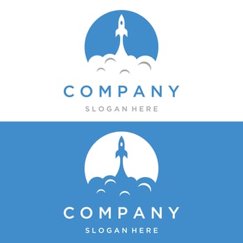 Creative and modern rocket design logo,starship launch template. vector
