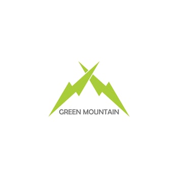 green mountain negative space simple geometric logo vector