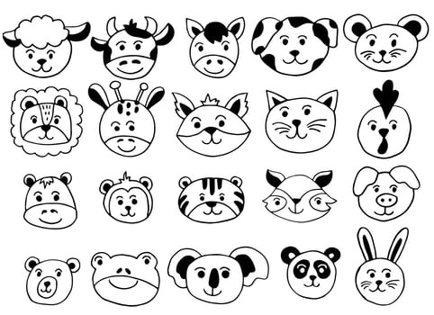 Doodle set illustration of an animal icon. vector