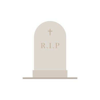 gravestone flat design illustration isolated on white background. tombstone icon for cemetery and graveyard illustration vector