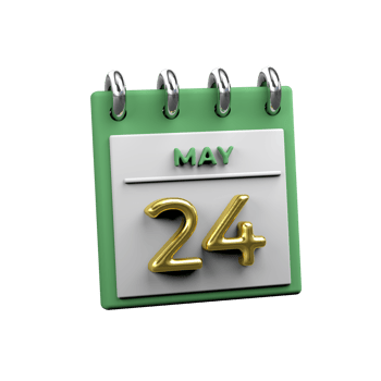 Monthly Calendar 24 May 3D Rendering png