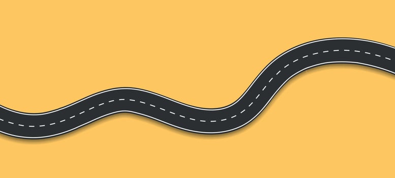 Top view on road map. Curve highway roadway. Vector infographic