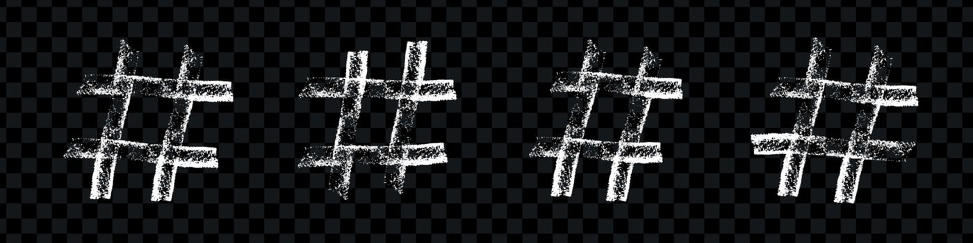 Hand drawn hashtag. Hash doodle grunge. Flat vector illustration