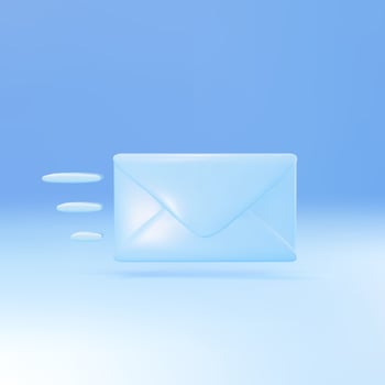 3D blue closed mail envelope icon. Congratulations email visualization. Vector illustration.