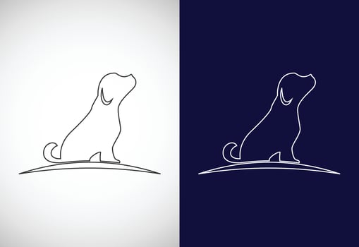 Line art pet care logo design template. Animal logo design vector icon illustration