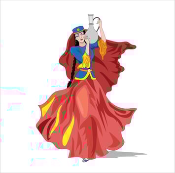 Azerbaijan culture girl vector illustration