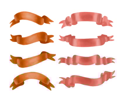 Watercolor ribbons set. Hand drawn stripes or banners for text. Watercolor design elements isolated objects. vector